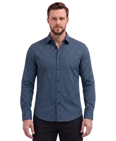 Report Collection Men's Long-sleeve Printed Stretch Woven Sport Shirt In Anthracite