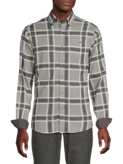 Report Collection Men's Lucas Plaid Shirt In Grey