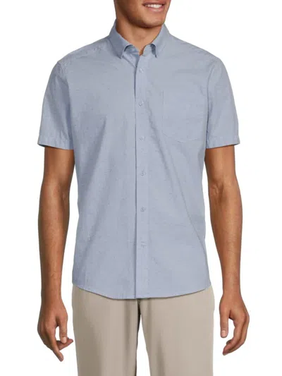 Report Collection Men's Neppy Button Down Collar Shirt In Blue