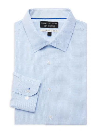 Report Collection Men's Slim Fit Checked Dress Shirt In Light Blue