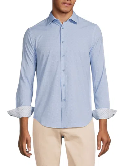 Report Collection Men's Slim Fit Micro Print Shirt In Light Blue