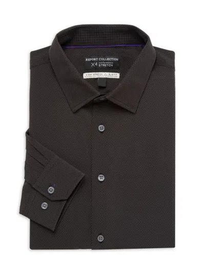 Report Collection Men's Slim Fit Textured Dress Shirt In Black