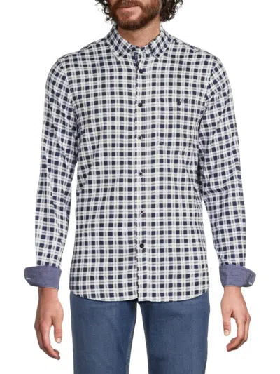 Report Collection Men's Theodore Checked Shirt In Navy
