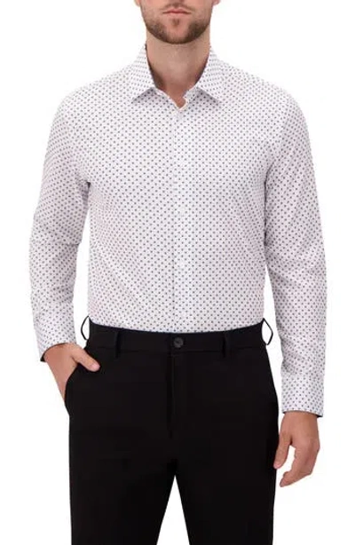 Report Collection Modern Fit Geometric Print 4-way Stretch Button-up Shirt In White