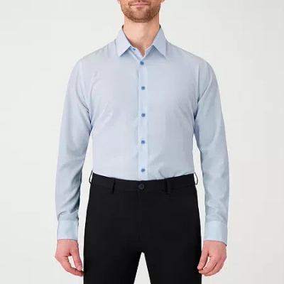 Report Collection Performance Mens Long Sleeve Modern Fit Wrinkle Free Button-down Shirt In Blue