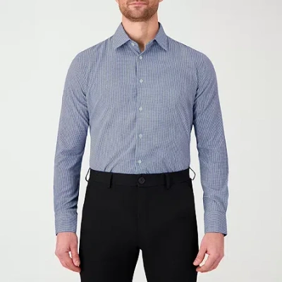 Report Collection Performance Mens Long Sleeve Modern Fit Wrinkle Free Button-down Shirt In Blue