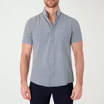 Report Collection Performance Mens Short Sleeve Modern Fit Wrinkle Free Button-down Shirt In Silver