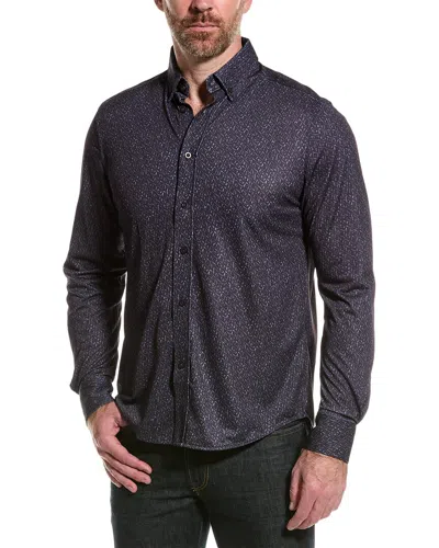 Report Collection Pique Print Sport Shirt In Black