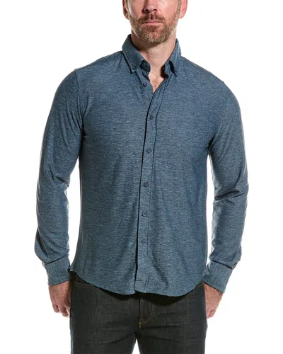 Report Collection Pique Print Sport Shirt In Blue