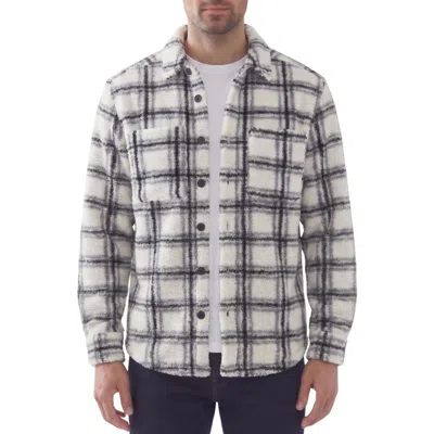 Report Collection Plaid High-pile Fleece Overshirt In 01 White