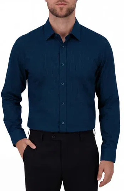 Report Collection Regular Fit Box Print 4-way Stretch Button-up Shirt In Blue