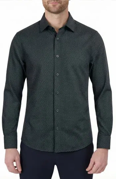 Report Collection Regular Fit Geometric Print 4-way-stretch Button-up Shirt In Green