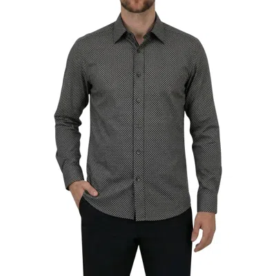 Report Collection Regular Fit Geometric Print 4-way-stretch Button-up Shirt In Gray
