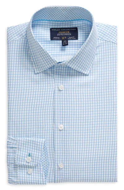 Report Collection Slim Fit Small Box Print 4-way Stretch Long Sleeve Button-up Shirt In 49 Light Blue