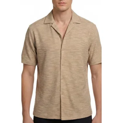 Report Collection Textured Knit Camp Shirt In Neutral