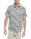 Report Collection Tropical Print Woven Linen-blend Sport Shirt In Gray