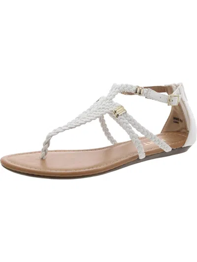 Report Womens Faux Leather Ankle Strap Strappy Sandals In White