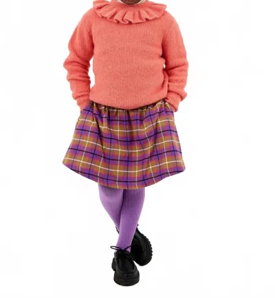 Repose Ams Kids' Check Mini Skirt In Purple Multi