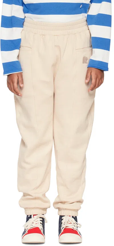 Repose Ams Kids Beige Relax Lounge Pants In Ivory Sand
