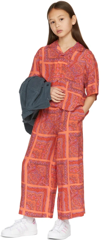 Repose Ams Kids Orange & Pink Paisley Cropped Shirt