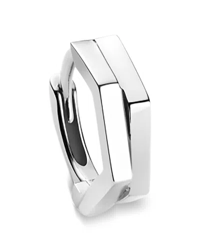 Repossi 18k Gold Antifer Double Row Single Geometric Huggie Hoop Earring In Metallic