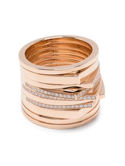Repossi 18k Rose Gold Antifer Diamond Ring In Pink