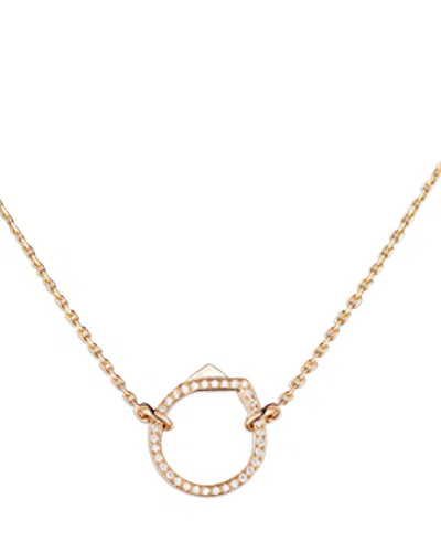 Repossi 18k Rose Gold Antifer Diamond V Ring Pendant Necklace, 16.5-17.7 In Orange