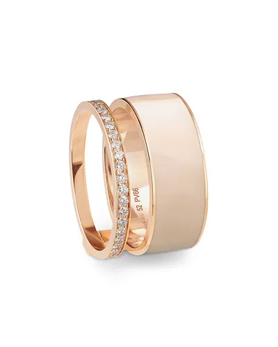 Repossi 18k Rose Gold Berbere Diamond & Nude Lacquer Chromatic Double Ring