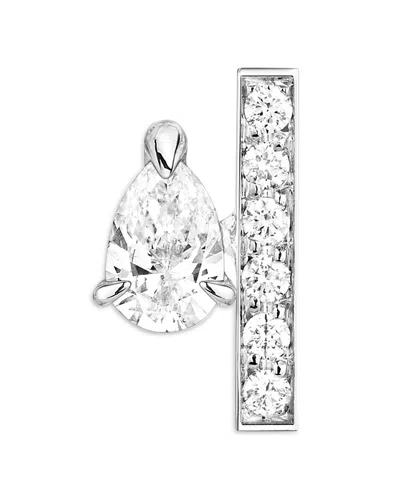 Repossi 18k Rose Gold Serti Sur Vide Diamond Pear & Round Right Single Stud Earring In Transparent