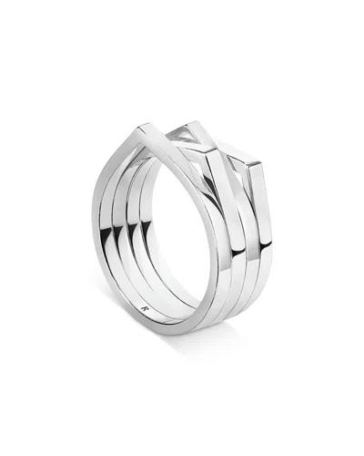 Repossi 18k White Gold Antifer V Shape Four Row Band In Neutral