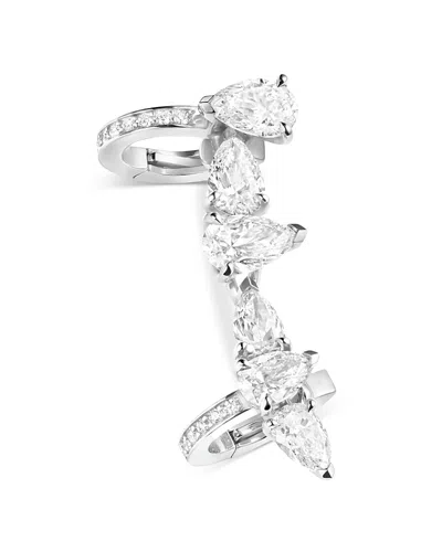 Repossi 18k White Gold Serti Sur Vide Diamond Pear & Round Right Side Ear Cuff In Pink