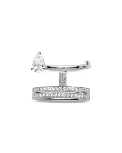 Repossi 18k White Gold Serti Sur Vide Diamond Pear & Round Statement Ring In Neutral