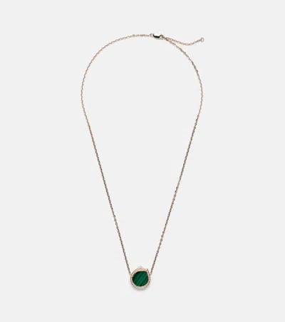 Repossi Antifer 18kt Rose Gold Pendant Necklace With Malachite And Diamonds In Metallic