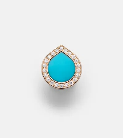 Repossi Antifer 18kt Rose Gold Single Earring With Turquoise And Diamonds In Metallic