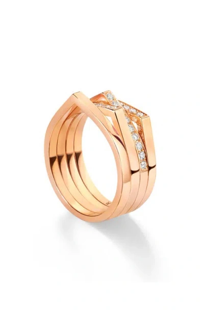 Repossi Antifer 2-row 18k Gold And Diamond Hoop Earring