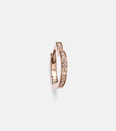 Repossi Antifer Heart Small 18kt Gold Single Hoop Earring With Diamonds In Pink