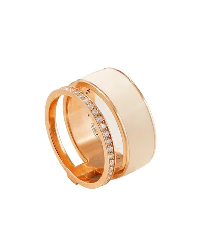Repossi Berbere 18-karat Rose Gold, Lacquer And Diamond Ring In Ivory