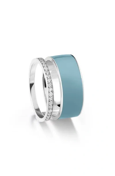 Repossi Berbere Chromatic Vendme Lacquer Diamond Ring In White Gold And Blue Lacquer