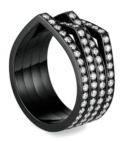 Repossi Black Gold And Diamond Antifer 4-band Ring