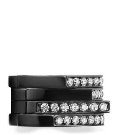 Repossi Black Gold And Diamond Antifer 4-row Ear Cuff