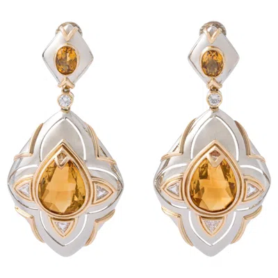 Pre-owned Repossi Citrine Diamond White And Yellow Gold 18k Ear Pendants