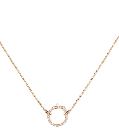 Repossi Pink Gold And Diamond Antifer Necklace In Rose Gold