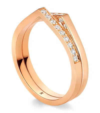Repossi Rose Gold And Diamond Antifer 2-row Ring
