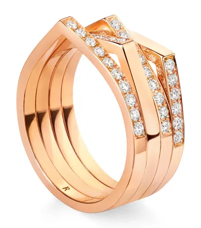 Repossi Rose Gold And Diamond Antifer 4-row Ring