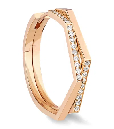 Repossi Rose Gold And Diamond Antifer Hoop Earrings