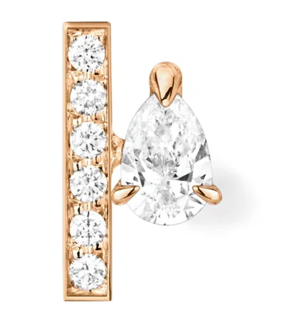 Repossi Rose Gold And Diamond Serti Sur Vide Single Stud Earring