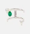 REPOSSI SERTI SUR VIDE 18KT WHITE GOLD RING WITH DIAMONDS AND EMERALD