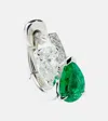 Repossi Serti Sur Vide 18kt White Gold Single Earring With Diamonds And Emerald In Metallic