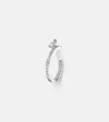 Repossi Serti Sur Vide 18kt White Gold Single Hoop Earring With Diamonds In Silver