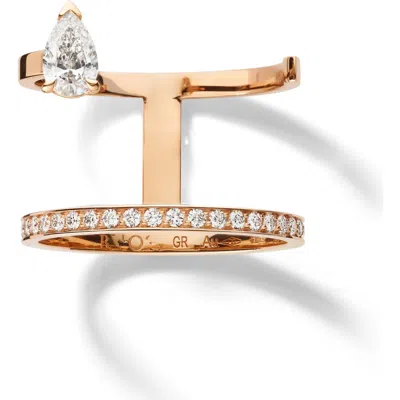 Repossi Serti Sur Vide 2-row Pear-cut Diamond Ring In Orange